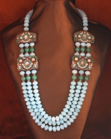 Blue Amazonite & Green Jade Necklace
